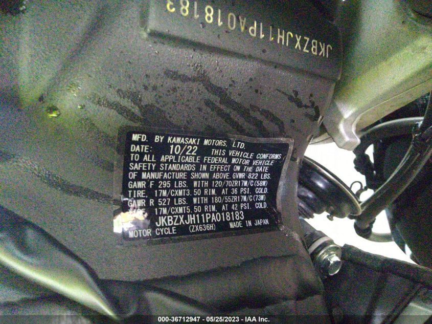2023 KAWASAKI ZX636 K JKBZXJH11PA018183