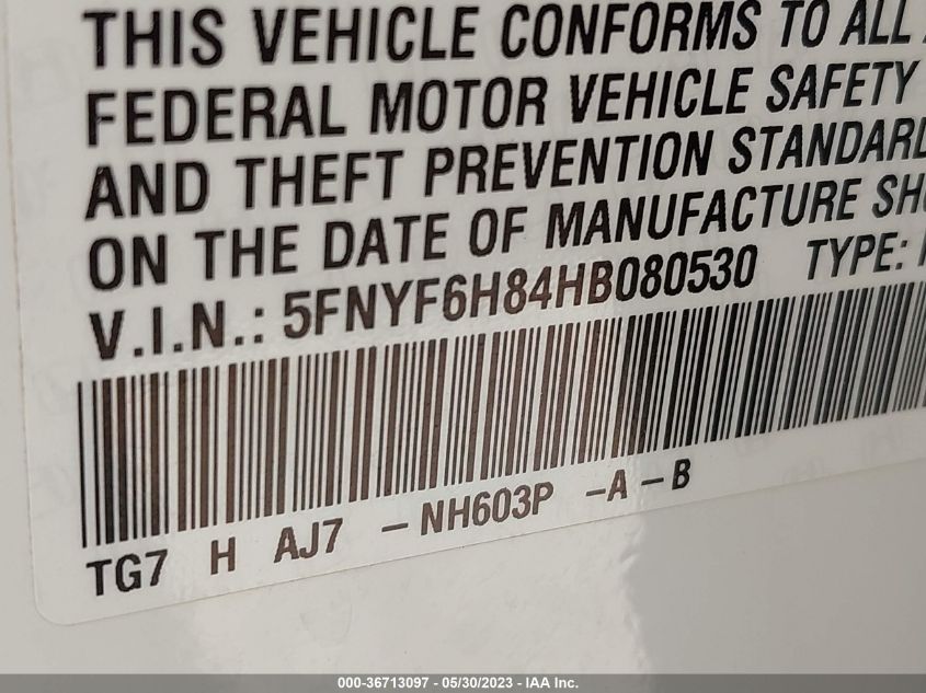 2017 HONDA PILOT EX-L - 5FNYF6H84HB080530