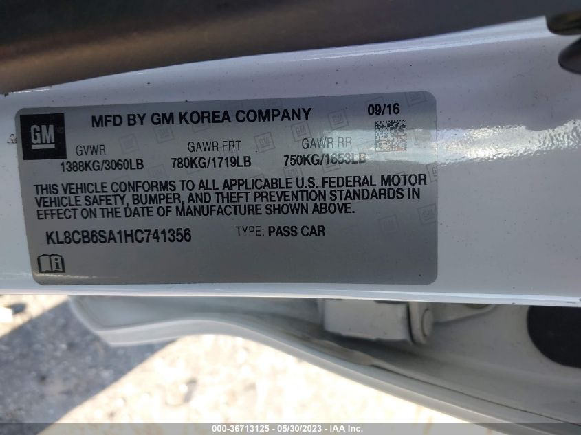 2017 CHEVROLET SPARK LS - KL8CB6SA1HC741356