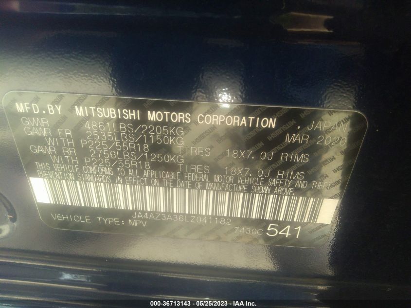 2020 MITSUBISHI OUTLANDER ES/SE/SEL/LE/SP - JA4AZ3A36LZ041182