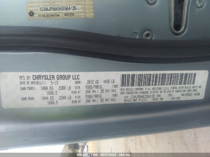 2014 JEEP PATRIOT SPORT - 1C4NJPBA0ED564135