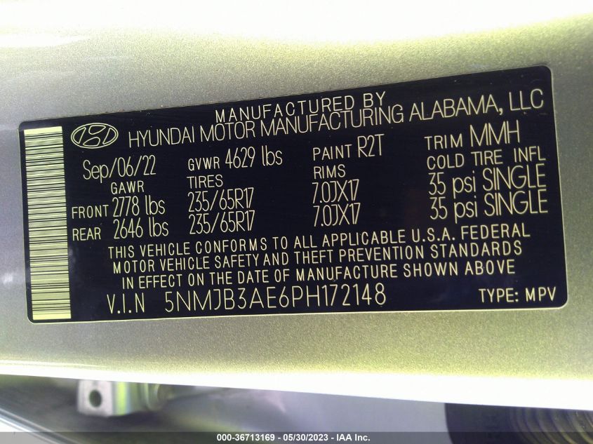 2023 HYUNDAI TUCSON SEL - 5NMJB3AE6PH172148