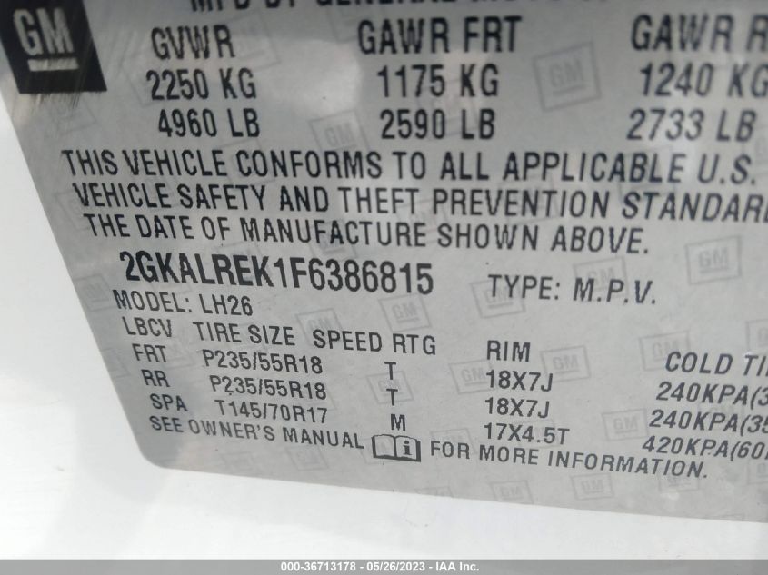 2015 GMC TERRAIN SLE - 2GKALREK1F6386815