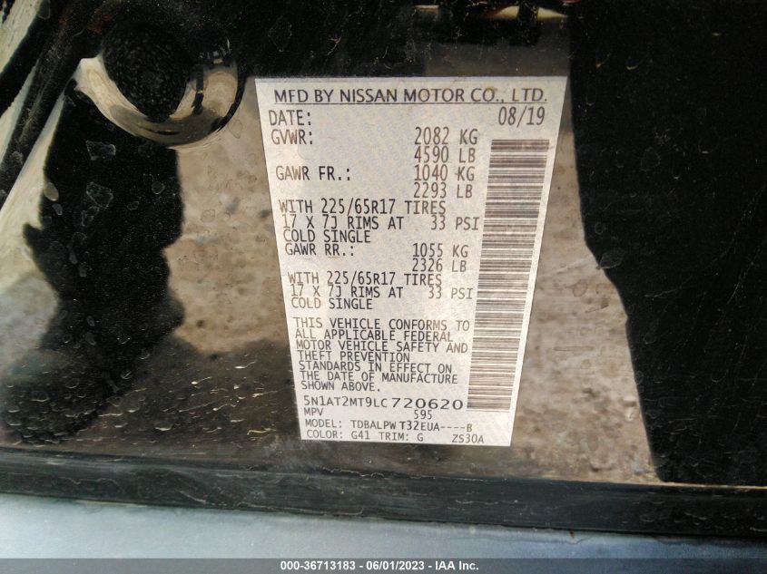 2020 NISSAN ROGUE S - 5N1AT2MT9LC720620