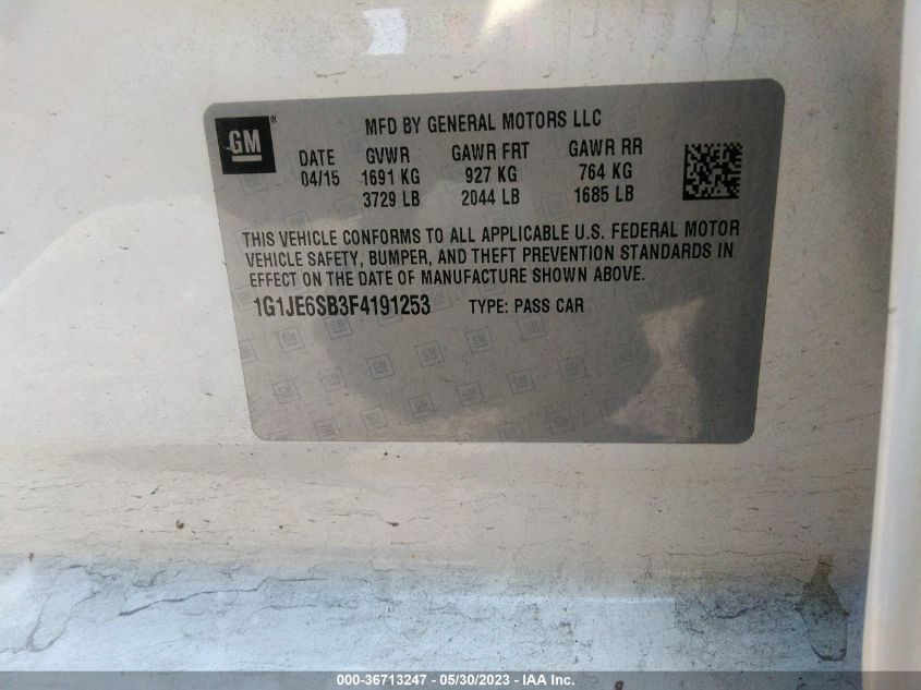 2015 CHEVROLET SONIC LTZ - 1G1JE6SB3F4191253