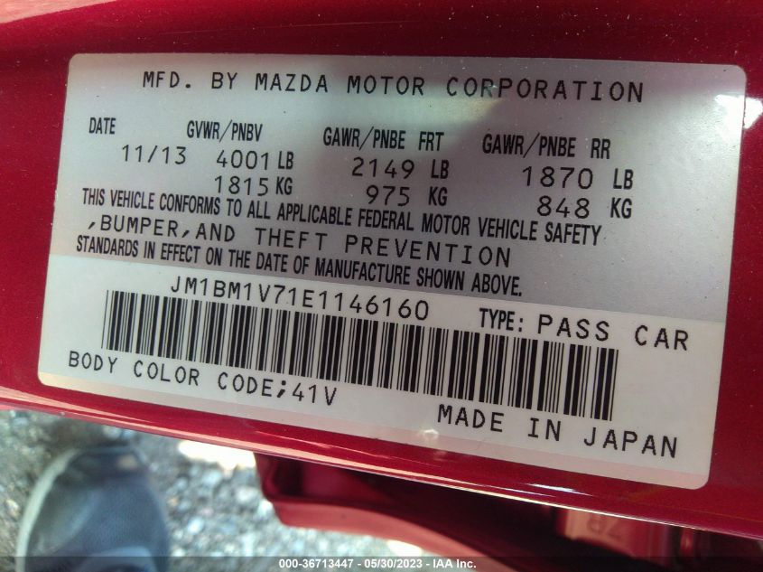 2014 MAZDA MAZDA3 I TOURING - JM1BM1V71E1146160