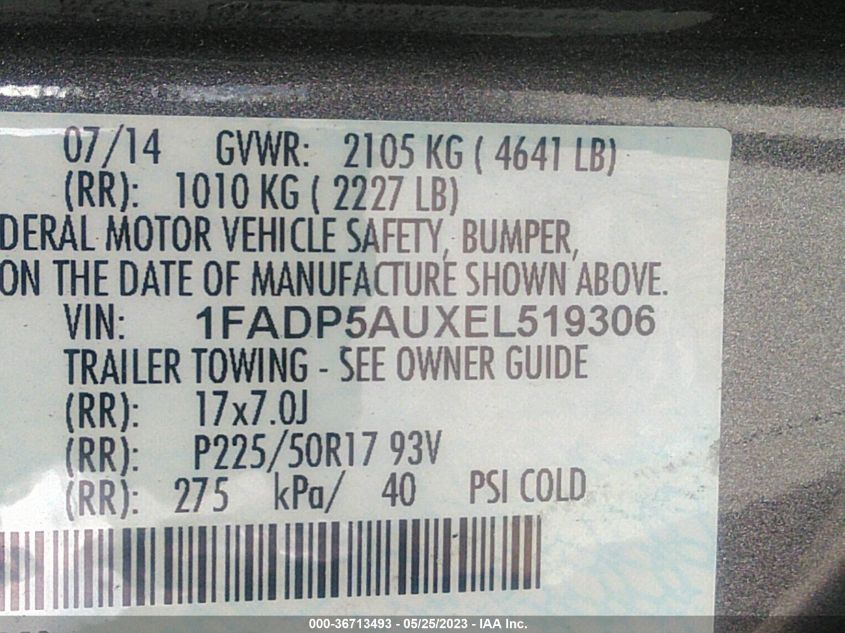 2014 FORD C-MAX HYBRID SE - 1FADP5AUXEL519306