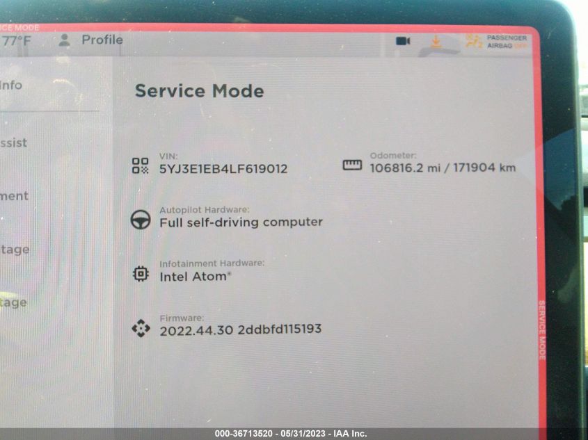 2020 TESLA MODEL 3 LONG RANGE - 5YJ3E1EB4LF619012