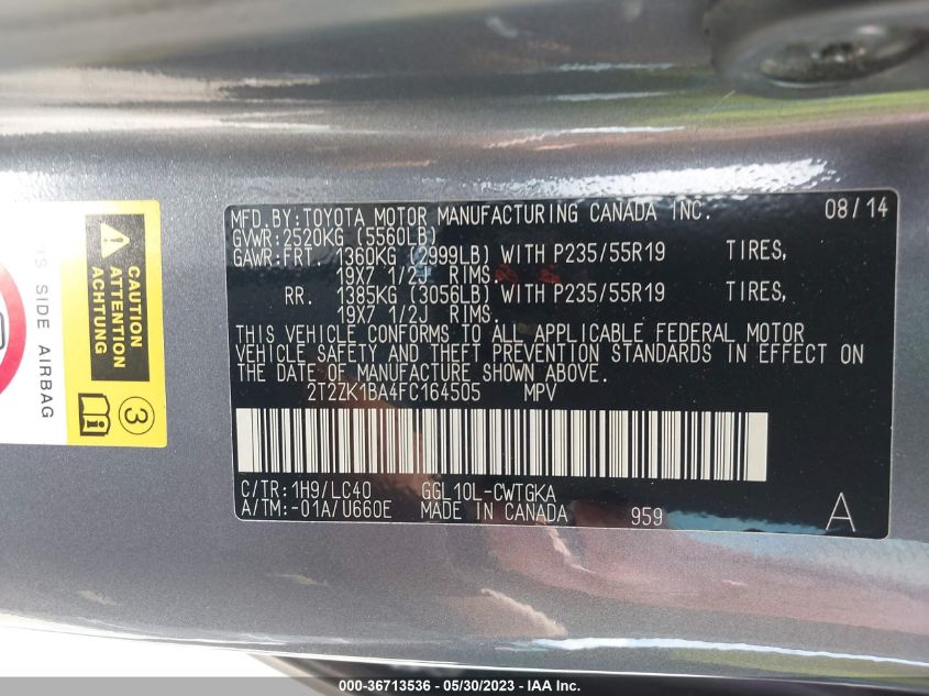 2015 LEXUS RX 350 - 2T2ZK1BA4FC164505