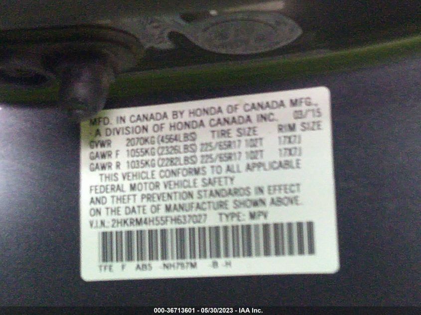 2015 HONDA CR-V EX - 2HKRM4H55FH637027