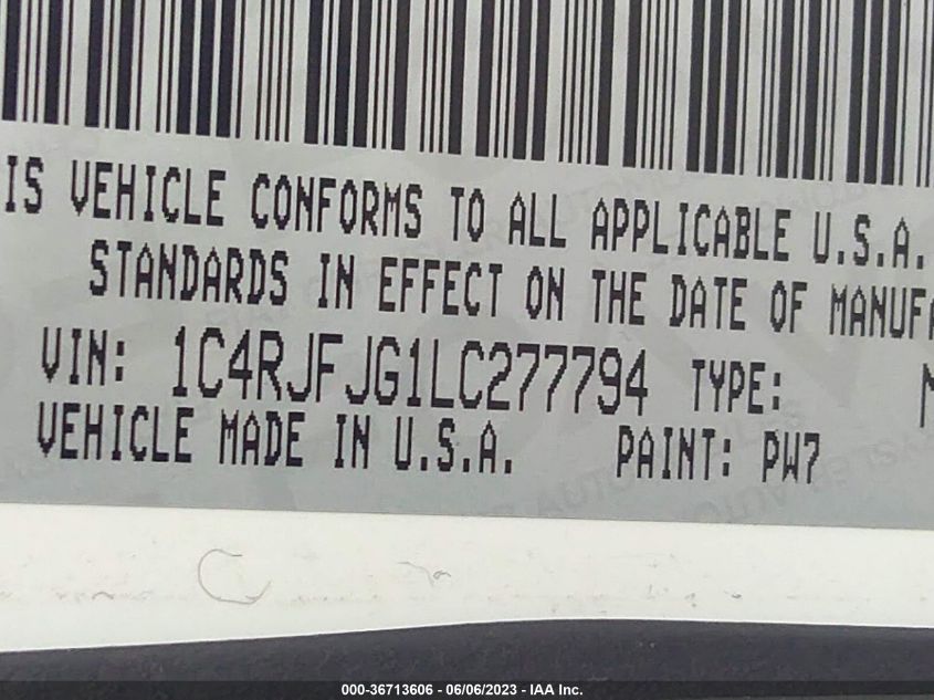 2020 JEEP GRAND CHEROKEE SUMMIT - 1C4RJFJG1LC277794
