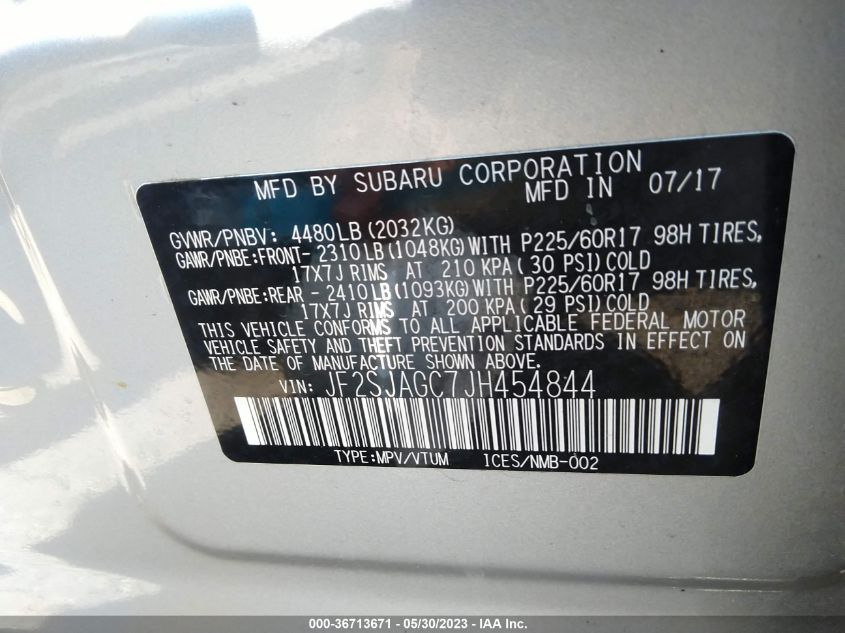 2018 SUBARU FORESTER PREMIUM - JF2SJAGC7JH454844