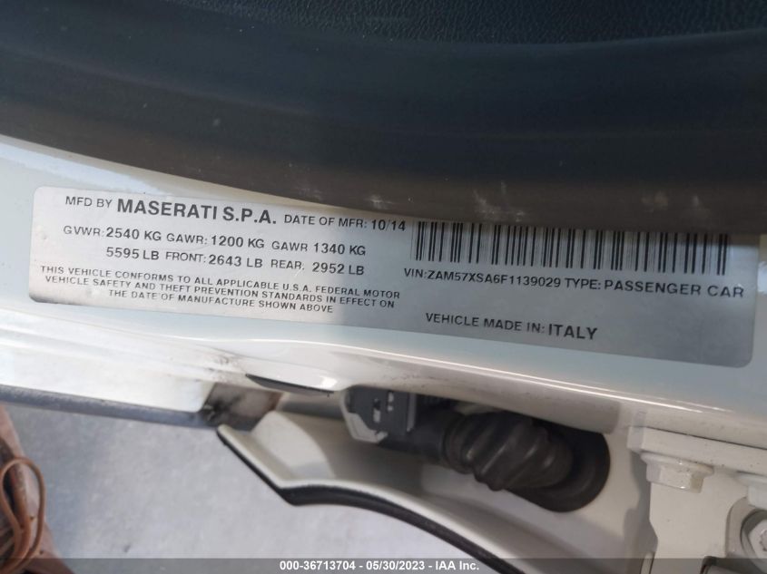 2015 MASERATI GHIBLI - ZAM57XSA6F1139029