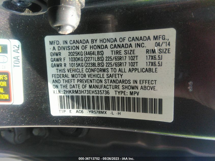 2014 HONDA CR-V EX-L - 2HKRM3H73EH535736