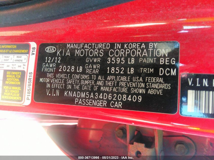 2013 KIA RIO LX - KNADM5A34D6208409