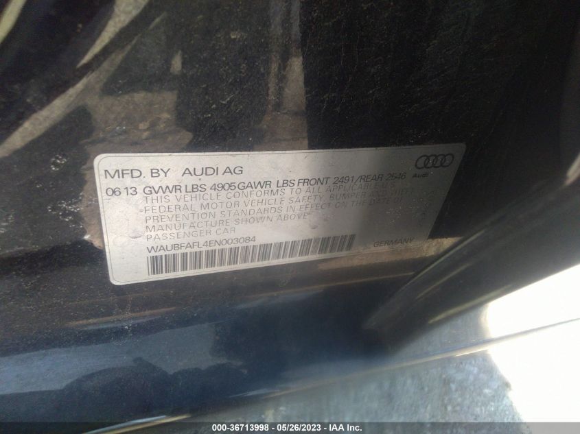 2014 AUDI A4 PREMIUM - WAUBFAFL4EN003084
