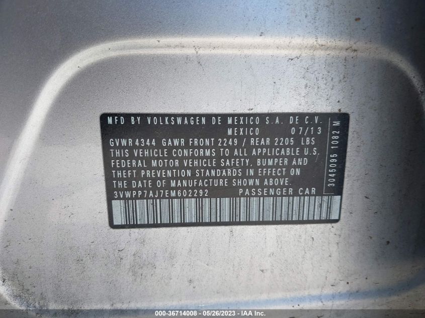 2014 VOLKSWAGEN JETTA SPORTWAGEN S - 3VWPP7AJ7EM602292