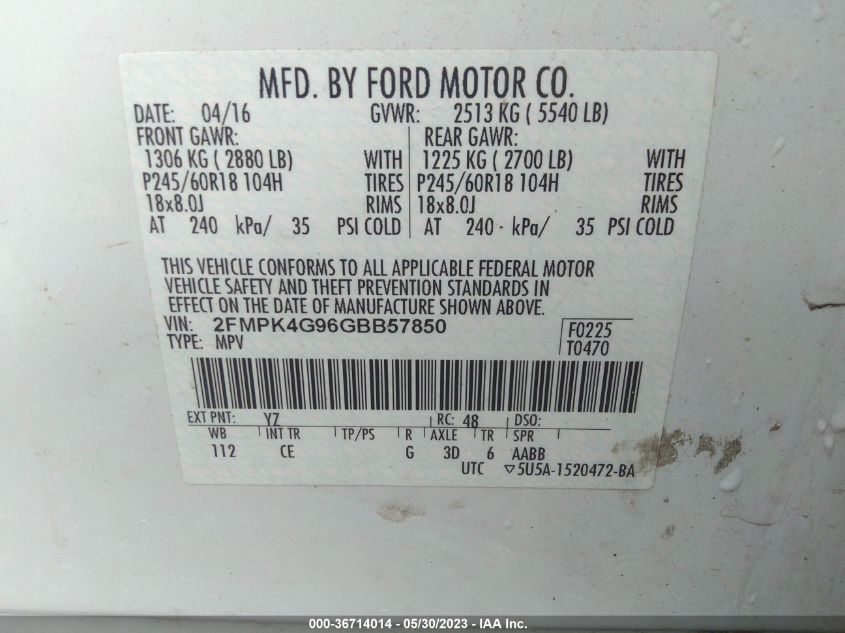 2016 FORD EDGE SE - 2FMPK4G96GBB57850