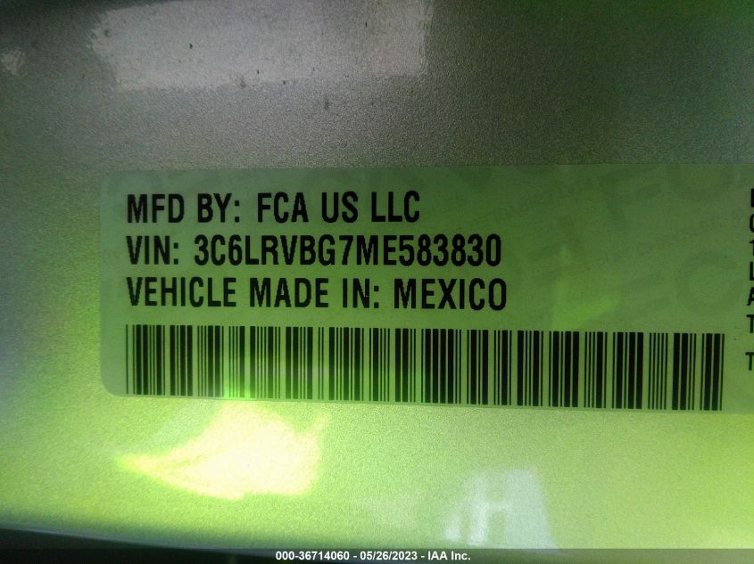 2021 RAM PROMASTER CARGO VAN - 3C6LRVBG7ME583830