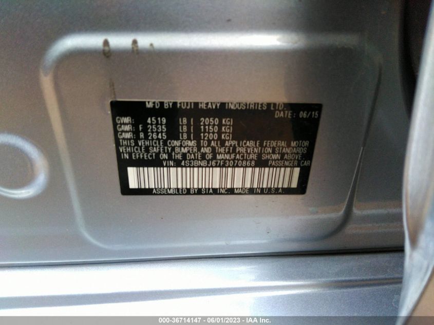 2015 SUBARU LEGACY 2.5I LIMITED - 4S3BNBJ67F3070868