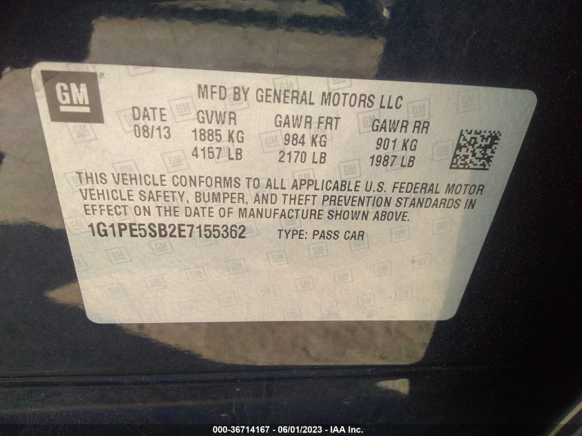 2014 CHEVROLET CRUZE 2LT - 1G1PE5SB2E7155362
