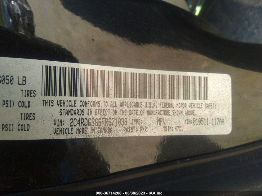 2015 DODGE GRAND CARAVAN AMERICAN VALUE PKG - 2C4RDGBG6FR671038