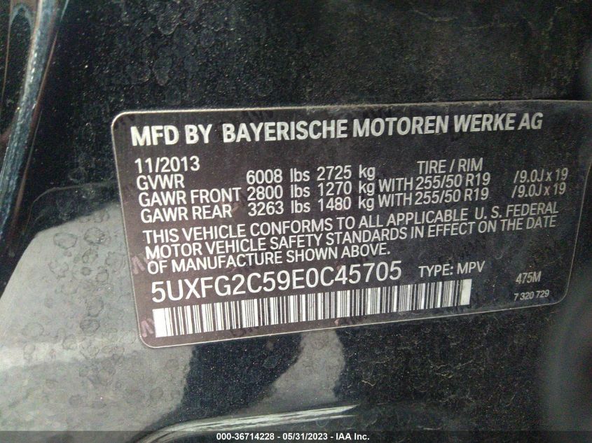 2014 BMW X6 XDRIVE35I - 5UXFG2C59E0C45705