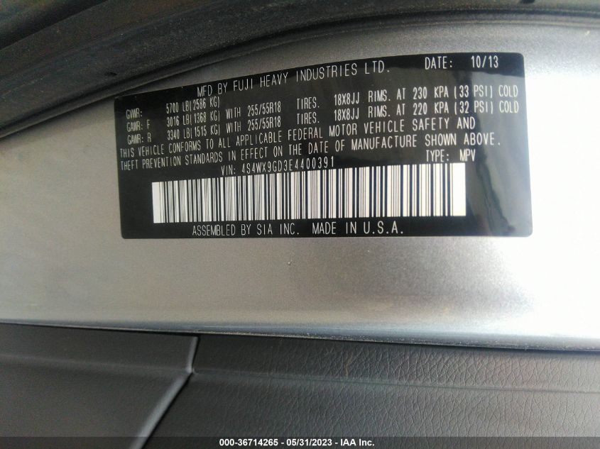 2014 SUBARU TRIBECA LIMITED - 4S4WX9GD3E4400391