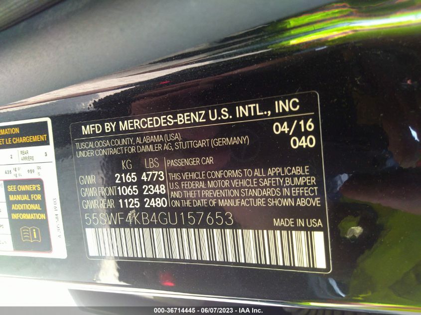 2016 MERCEDES-BENZ C-CLASS C 300 - 55SWF4KB4GU157653