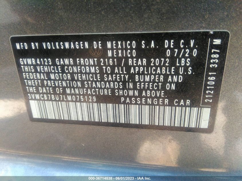 2020 VOLKSWAGEN JETTA S/SE/R-LINE - 3VWCB7BU7LM075129