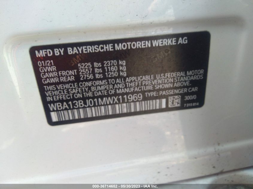 2021 BMW 5 SERIES 530I XDRIVE - WBA13BJ01MWX11969