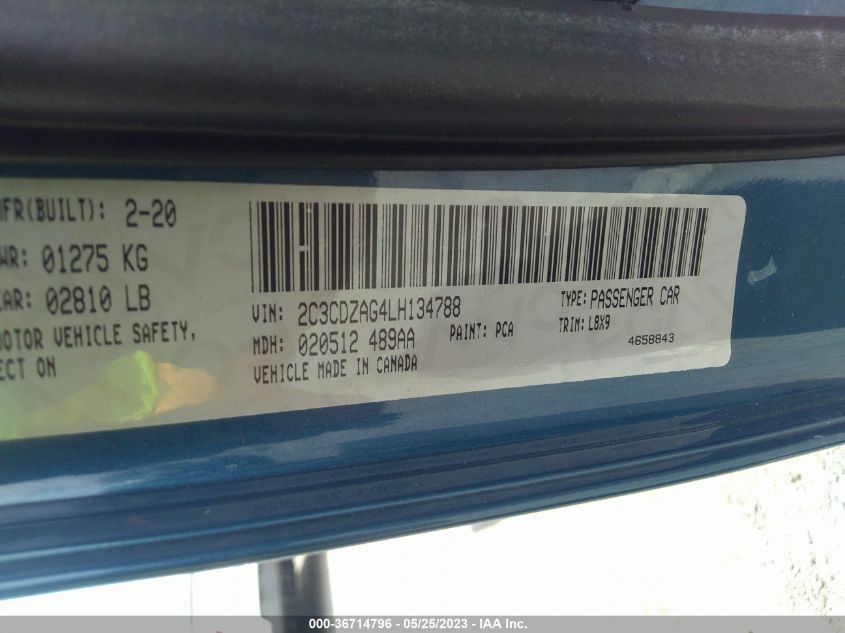 2020 DODGE CHALLENGER SXT - 2C3CDZAG4LH134788