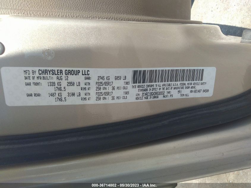 2013 CHRYSLER TOWN & COUNTRY TOURING - 2C4RC1BGXDR539932