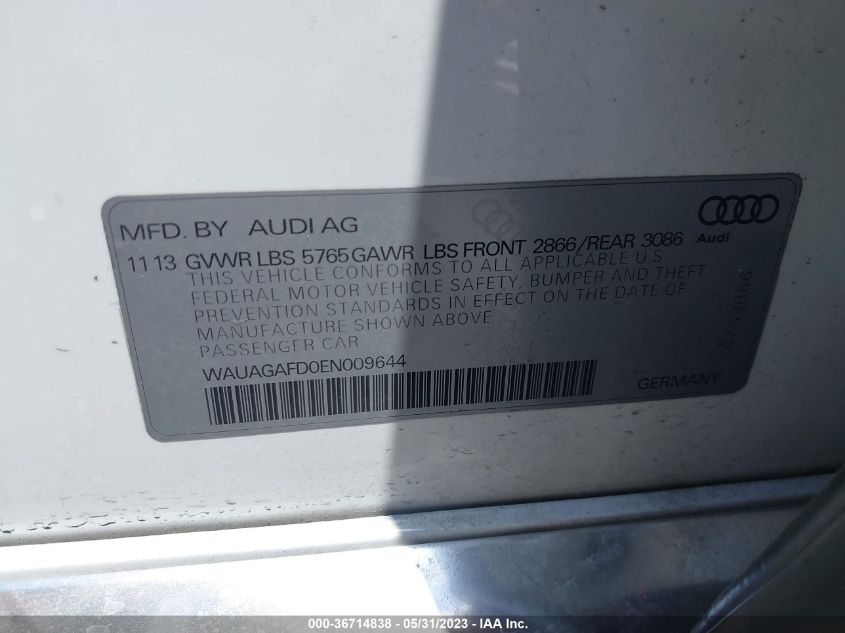 2014 AUDI A8 3.0T WAUAGAFD0EN009644