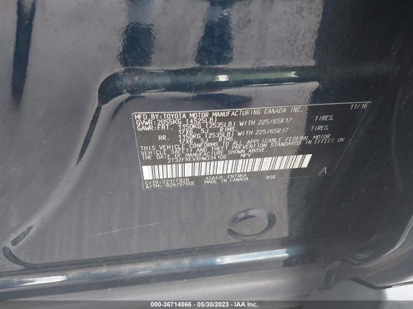 2017 TOYOTA RAV4 LE - 2T3ZFREVXHW334106