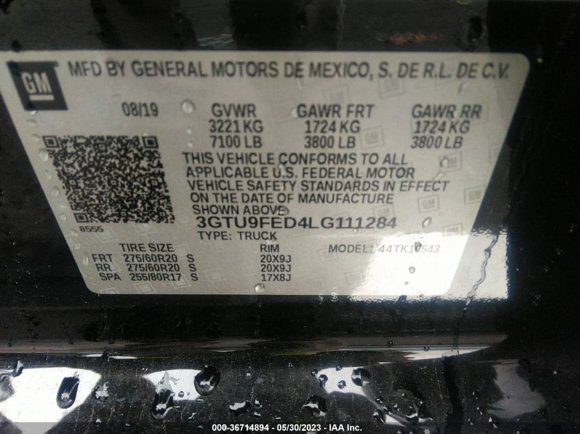 2020 GMC SIERRA 1500 DENALI - 3GTU9FED4LG111284