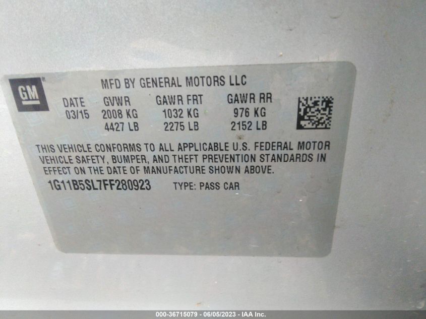 2015 CHEVROLET MALIBU LS - 1G11B5SL7FF280923