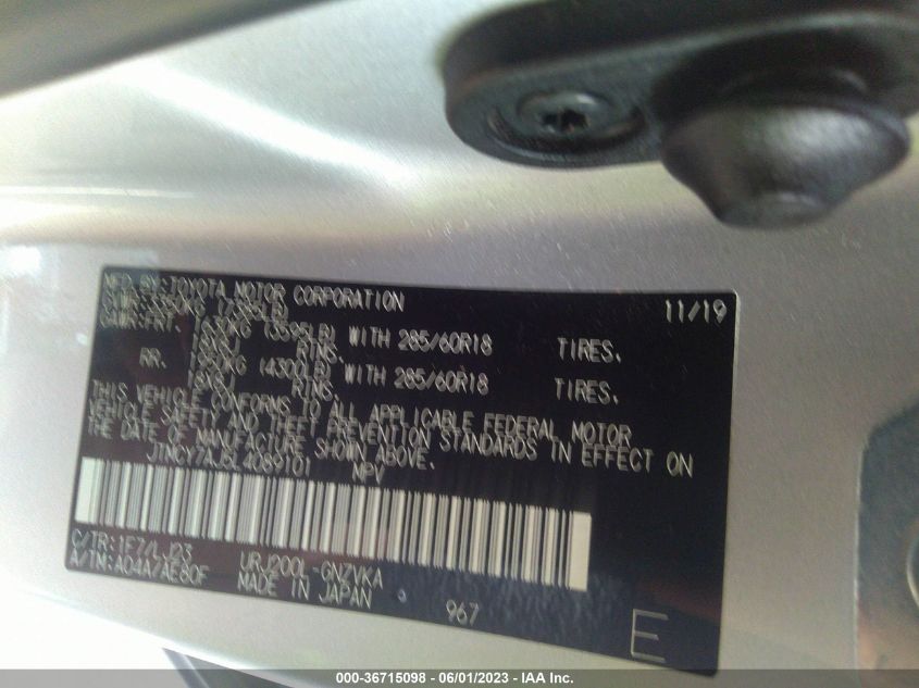 2020 TOYOTA LAND CRUISER - JTMCY7AJ5L4089101