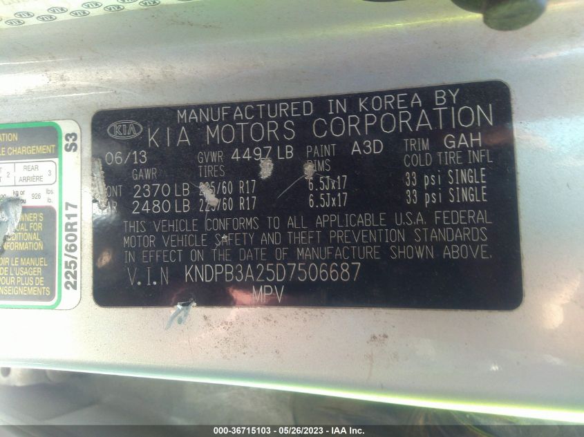 2013 KIA SPORTAGE LX - KNDPB3A25D7506687