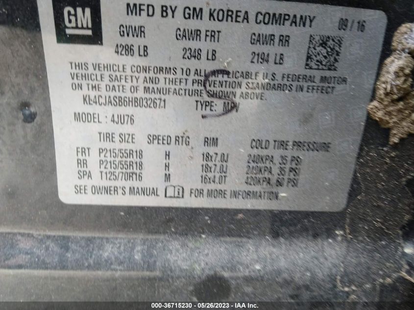 2017 BUICK ENCORE PREFERRED - KL4CJASB6HB032671