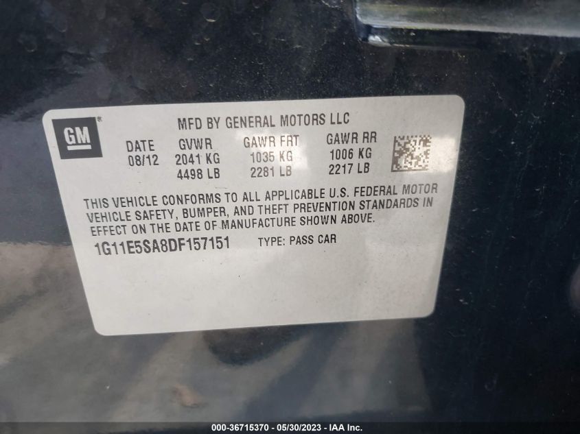 2013 CHEVROLET MALIBU LT - 1G11E5SA8DF157151