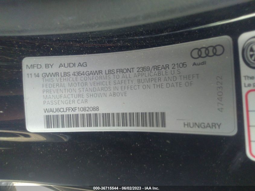 2015 AUDI A3 1.8T PREMIUM - WAU6CLFFXF1082088
