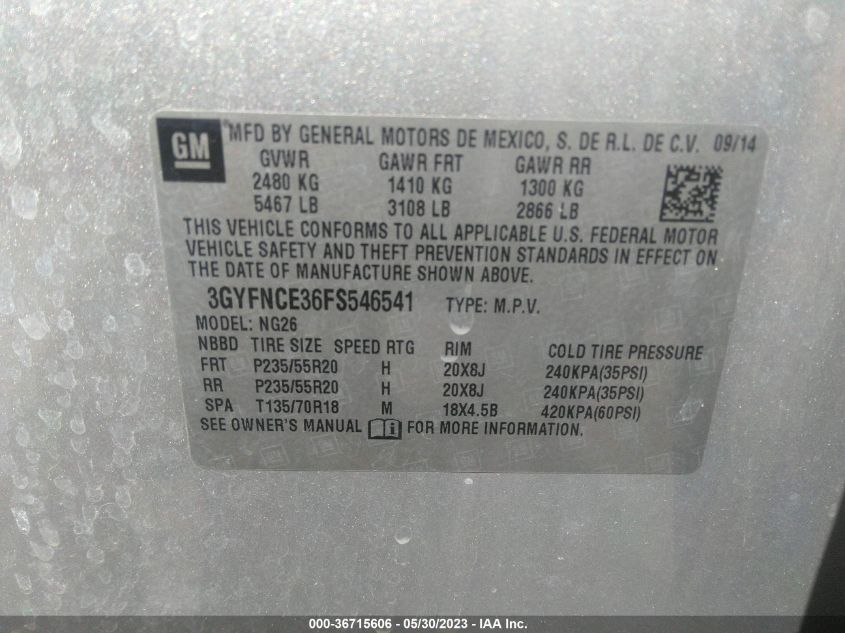 2015 CADILLAC SRX PERFORMANCE COLLECTION - 3GYFNCE36FS546541