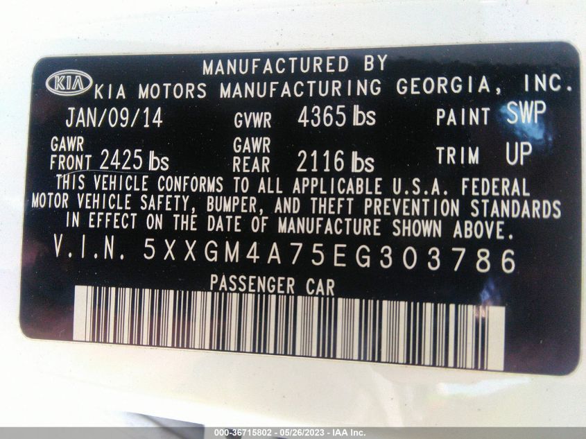 2014 KIA OPTIMA LX - 5XXGM4A75EG303786