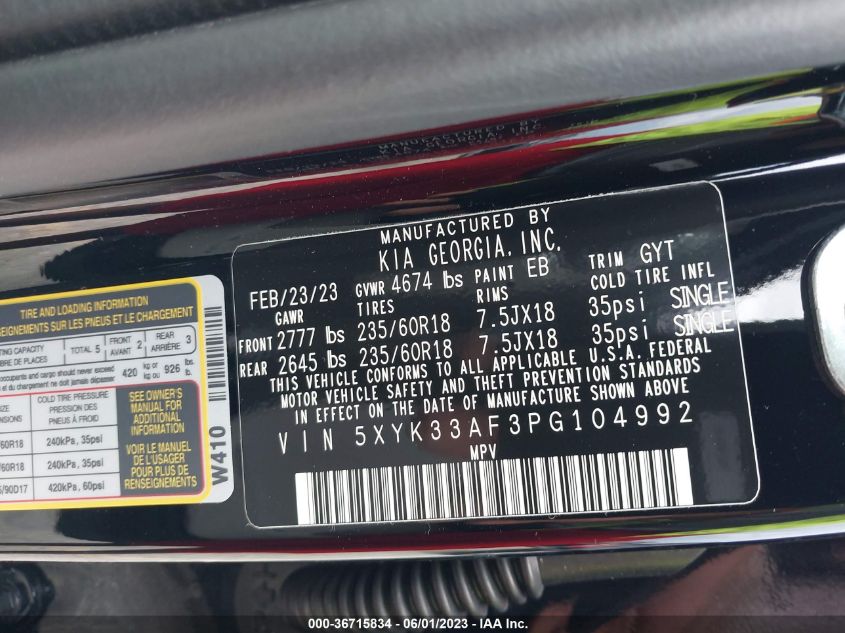 2023 KIA SPORTAGE EX - 5XYK33AF3PG104992