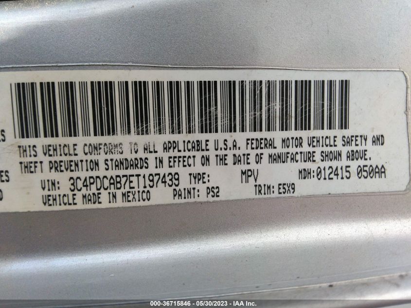 2014 DODGE JOURNEY AMERICAN VALUE PKG - 3C4PDCAB7ET197439