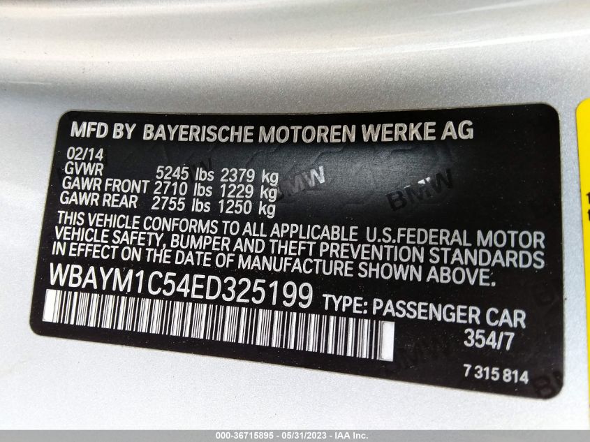 2014 BMW 6 SERIES 650I XDRIVE - WBAYM1C54ED325199