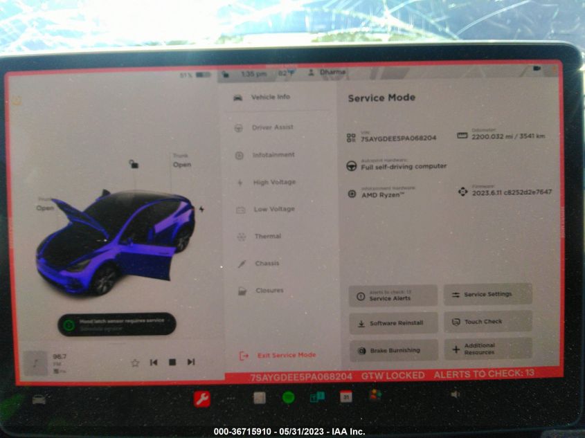 2023 TESLA MODEL Y LONG RANGE - 7SAYGDEE5PA068204