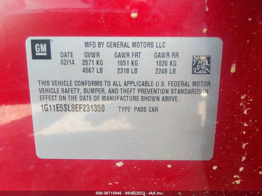 2014 CHEVROLET MALIBU LT - 1G11E5SL8EF231350