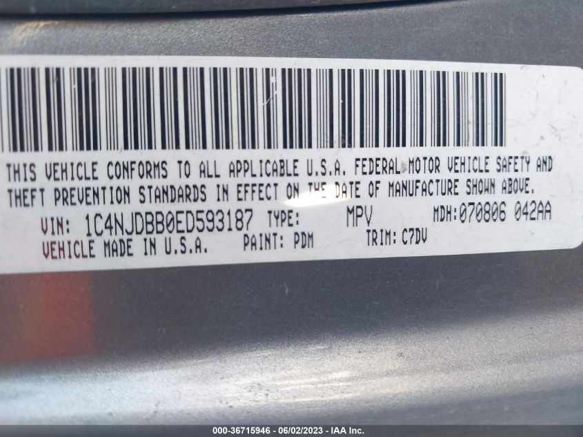 2014 JEEP COMPASS SPORT - 1C4NJDBB0ED593187